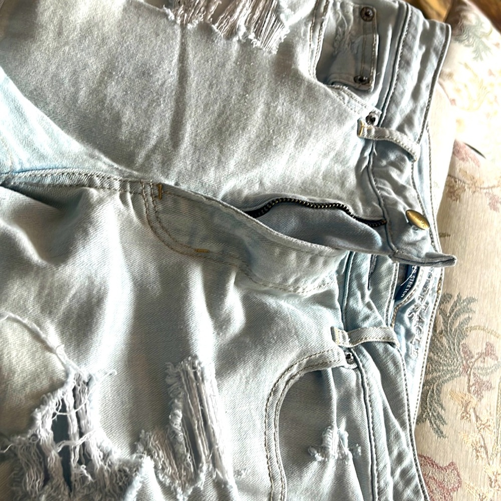 American Eagle size 8 shorts ripped denim style they fit but tad too tight